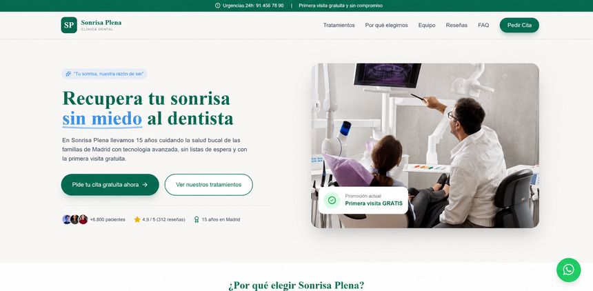 Web de Sonrisa Plena, clínica dental
